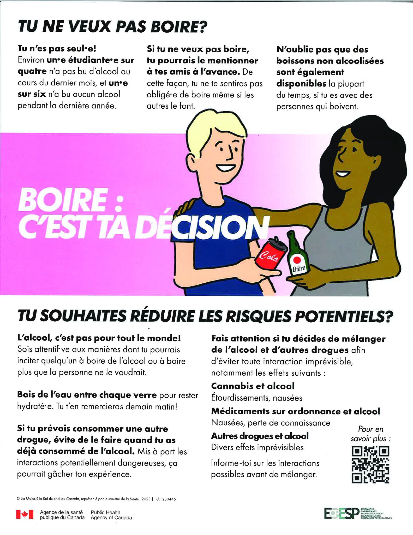 Affiche de sensibilisation « Boire : c'est ta décision »